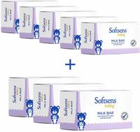Softsens Baby Milk Bar Soap with Natural Milk Cream & Shea Butter, 75g (Buy 5, Get 3 Free) 
