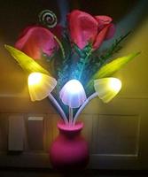 Pink Kites Plastic Mushroom LED Bedside Lamp with Green Pot and Pink Roses and Colour Changing Sensor rs 2285%off coupon