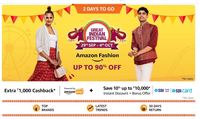 Amazon Fashion Get upto 90% off on Fashion + 1000 cashback on Rs 5000 + 10% off using SBI cards