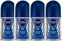 50% off: Nivea Deo Fresh Active Roll On, 50 ml (Pack of 4) @ 350