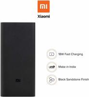 Mi 20000mAH Li-Polymer Power Bank 2i (Sandstone Black) with 18W Fast Charging + Extra 10% instant discount with SBI Cards.