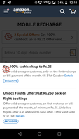 Amazon Flights Offer: Flat Rs.250 Additional back on flight bookings (Unlock on Recharge of min ₹35) 