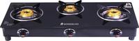 Wonderchef Ruby Black 3 Burner Glass Glass Manual Gas Stove