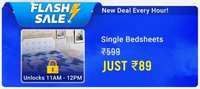 FLASH SALE 11AM-12PM | Single Bed Sheets @ 89 + Buy 3 items save 10%; Buy 4 or more save 15%