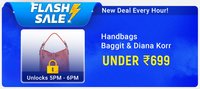Flash Sale 5-6 PM:  Handbags baggit and diana korr under 699
