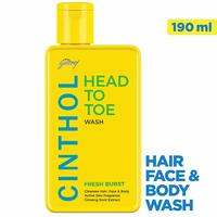 Cinthol Head to Toe, 3-in-1 Wash (Shampoo, Face and Body) - FRESH BURST, 190ml 