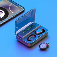 F9 TWS bluetooth 5.0 Graphene Earphone Stereo Digital Display Wireless Headset With 1200mAh Power Bank Black