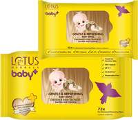 Lotus herbals Baby+ Gentle and Refreshing Baby Wipes (72 Count) & (10 Count) Combo Set  (Set of 2)