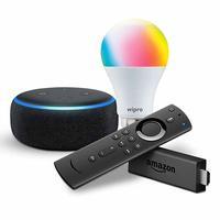 Echo Dot (Grey) bundle with Fire TV Stick and Wipro 9W smart bulb