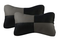 Speedwav 20454 Designer Seat Neck Cushion Pillow for Car (Black and Grey, Set of 2)