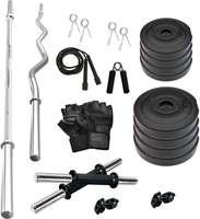 Adrenex by Flipkart 20KG PVC Combo with ONE 5 FT Plain, ONE 3 FT Curl Rod and ONE Pair Dumbbell Comes with Home Accessories Gym & Fitness Kit