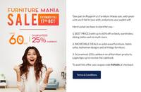 Pepperfry - Up to 60% off on furniture and 25% cash back (till 17th Oct)