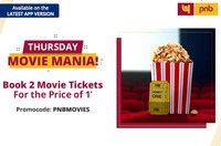 Flat 100% cashback upto 300 on 2nd movie ticket on buying two tickets via PNB Cards on Paytm  (Every thursday)