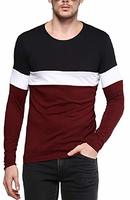 Urbano Fashion Men's Cotton Color-Block Round Neck Full Sleeve T-Shirt