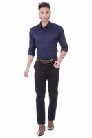 Cotton Leaf Apparels 100% Cotton Mens Formal Shirt Full Sleeves Navy Blue
