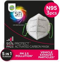 Dettol Anti Pollution Mask N95 Siti Shield Carbon Activated, Pack of 3