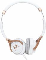 Motorola Pulse 3 On Ear Wired Headphone with Alexa (White and Gold)