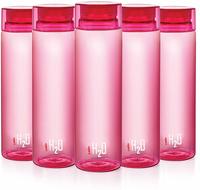 Cello H2O Round Plastic Water Bottle, 750ml, Set of 5, Pink
