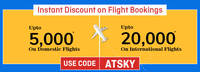 Upto 5000 off on domestic and upto 20000 off on international flights