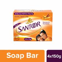 Santoor Sandal and Turmeric Soap, 150g (Pack of 4) @ 132