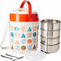 Princeware Plastic Tiffin Set, 460ml, Set of 4 at Rs.415