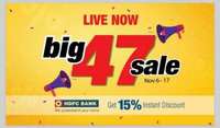 BigBasket Big 47 Sale 6-17 Nov :- Flat 47% off on Min Billing of 1800₹ || Extra 15% Discount using HDFC Cards || 15% Cashback using Payzapp
