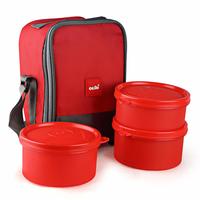 Cello Max Fresh Joy Plastic Lunch Box Set, 3-Pieces, Red