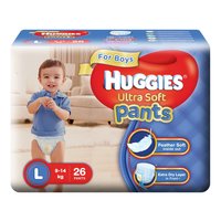 Huggies Ultra Soft Pants Diapers for Girls, Medium (Pack of 30) ,Boys, Large (Pack of 26)