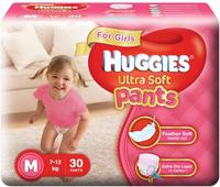 Huggies Ultra Soft Pants Diapers for Girls, Medium (Pack of 30)+ Apply coupon