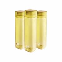 Cello H2O Squaremate Plastic Water Bottle, 1-Liter, Set of 3, Yellow 