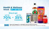 Health & Wellness week ( 9th -15th Nov )  Upto 70% off + upto 35% cashback and 10% cashback on Yes Bank credit card 