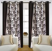 Homefab India Multi Style Modern Eyelet Polyester Window Curtain - 6ft, Black 