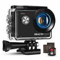 Dragon Touch 4K 30fps Action Camera Support External Mic EIS Waterproof Underwater Camera Vision4 Lite 4X Zoom Remote Control WiFi Sports Camera with 2 Batteries and Mounting Accessories Kit