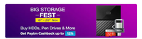 (Last day) Big Storage Fest :  Upto 70% off on HDDs, Pen Drives & More + Upto 12% paytm cashback 