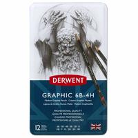 Derwent Graphic Medium Graphite Pencils, 6B-4H (Set of 12)