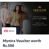 Use your 999 Mynta insider Point & Get Rs. 500 Myntra Voucher