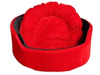 Jerry's Pet Products Super Soft Dual Round Dog/Cat Bed - Small (Red-Black)