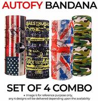 Autofy Unisex Bandana Combo Multipurpose Freesize Lycra Headwrap Riding Hair Band Motorcycle Face Mask For Men And Women (Set of 4)