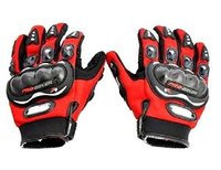 Probiker Leather Motorcycle Riding Gloves (Red, L)