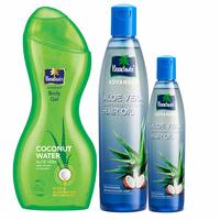 Parachute Advansed Aloe Vera Kit (Aloe Vera Enriched Coconut Hair Oil, Aloevera Body Gel and Free 75ml Aloevera Hair Oil) 