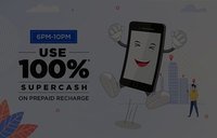 Use 100% SuperCash to get up to Rs 25 discount on your Prepaid Mobile Recharge. ( 6 Pm - 10 Pm 28 November )