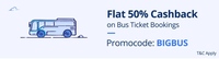PayTM Bus: Flat 50% Cashback upto ₹50 (Valid 5 times/user for All User)
