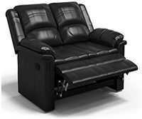 Forzza Ryan Leatherette 2 seater Manual recliner (Finish Color - Black)