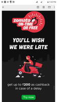 Zomato Ontime food delivery or Free