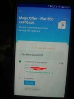 Paytm Cashback Rs.25 on minimum payment of Rs.50 (User Specific)