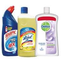 Harpic Household Cleaning Kit (Harpic - 1 L (Original), Lizol - 975 ml (Citrus), Dettol Hand Wash - 900 ml (Sensitive))
