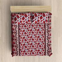 Ein Sof Glace Cotton Double Bedsheet(90x100 Inches), Red Roses -150 TC
