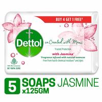Dettol Co-created with moms Jasmine Bathing Soap , 125gm (Buy 4 Get 1 Free) @ 169