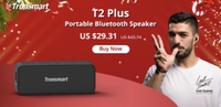 Tronsmart T2 Plus Bluetooth 5.0 Speaker 20W Portable Speaker 24H Column IPX7 Soundbar with TWS,Voice Assistant,Micro SD