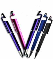 Boka® Set of 2 Universal 3 in 1 Ballpoint Function Stylus Pen with Mobile Stand Holder, Writing Pen,Screen Wipe for All Android Touchscreen Mobile Phones and Tablets (Multi-Color)